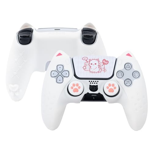 GeekShare PS5 Cat Claw Silikon Schutzhülle Anti-Rutsch Silikon Controller Skin für Playstation 5 Wireless Controller (Weiß) von GeekShare