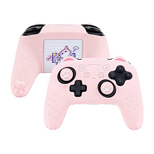 GeekShare Pink Cat Paw Controller Skin Grips Set Kompatibel mit Nintendo Switch Pro, Anti-Rutsch-Silikon-Schutzhülle, Joystick-Kappen für Switch Pro Wireless Controller GeekShare Pink Cat Paw Controller Skin Grips Set Kompatibel mit Nintendo Switch Pro, Anti-Rutsch-Silikon-Schutzhülle, Joystick-Kappen für Switch Pro Wireless Controller von GeekShare
