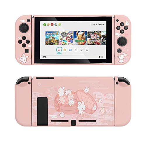 GeekShare Pink Hase Schutzhülle Kompatibel mit Nintendo Switch, Soft TPU Slim Case Cover Fit Schalterkonsole und Joy-Con (Steamed Bun Rabbit) [Videospiel] von GeekShare