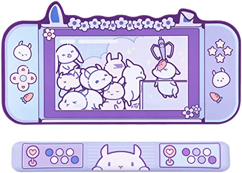 GeekShare Purple Bunny Handgelenkauflagen-Unterstützung Mauspad-Set - rutschfeste Gummibasis und leichte Memory-Foam-Handgelenkauflage, perfekt für Gaming (Bunny Mousepad & Handgelenkstütze) von GeekShare
