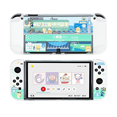GeekShare Schutzhülle Slim Cover Case Kompatibel mit Nintendo Switch OLED und Joy Con – Stoßdämpfend und Kratzfest – Reisekatze von GeekShare