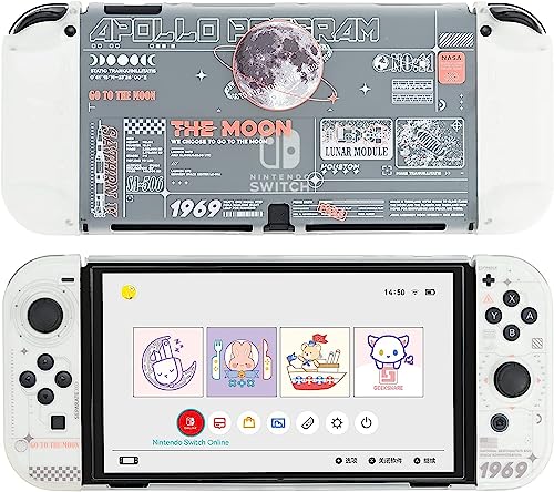 GeekShare Schutzhülle Slim Cover Case kompatibel mit Nintendo Switch OLED Konsole und Joy Con, stoßdämpfende und kratzfeste Schutzhülle für Switch OLED 2021 - The Moon (klar) von GeekShare
