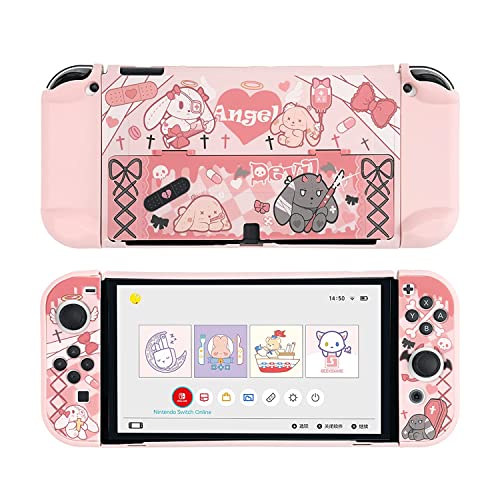 GeekShare Schutzhülle Slim Cover Case kompatibel mit Nintendo Switch OLED und Joy Con – Stoßdämpfung und Anti-Kratzer – Gothic Bunny von GeekShare