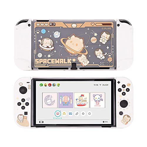 GeekShare Schutzhülle Slim Cover Case kompatibel mit Switch OLED und Joy Con – Stoßdämpfung und Kratzfest – Space Cat von GeekShare