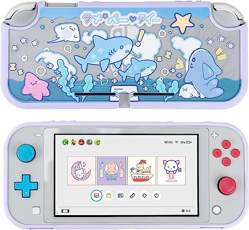 GeekShare Schutzhülle für Nintendo Switch Lite, niedliche, schlanke Schutzhülle, Kratzfest, stoßdämpfend, Harte Schutzhülle, kompatibel mit Nintendo Switch Lite Skin – Shark Party von GeekShare