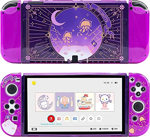 GeekShare Schutzhülle für Switch OLED-Modell, weiches TPU, schlanke Schutzhülle, kompatibel mit Nintendo Switch OLED-Konsole und Joy-Con (Jellyfish Cat) von GeekShare