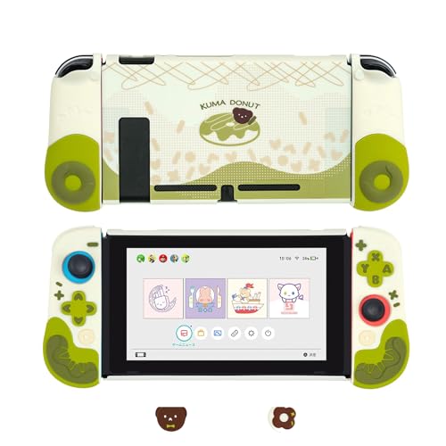 GeekShare Schutzhülle kompatibel mit Nintendo Switch – grüne Switch Slim Cover Case Hartschale für Nintendo Switch und Joy Con mit 2 Daumengriffkappen – Matcha White Chocolate von GeekShare