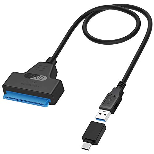 GeekerChip 50 cm Kabel USB 3.0 auf SATA 5 Gbps Adapter Festplatte 2,5 Zoll HDD/SSD Konverter USB auf SATA III (Geschenk: Adapter USB C auf USB 3.0) von GeekerChip