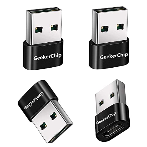 GeekerChip USB C Buchse auf USB Stecker Adapter(4 Stücke) USB A auf USB C,für 11 12 13 Mini Pro Max,Airpods,Apple Watch Series,Galaxy 21 S20 S21 Plus Ultra FE(Schwarz) von GeekerChip
