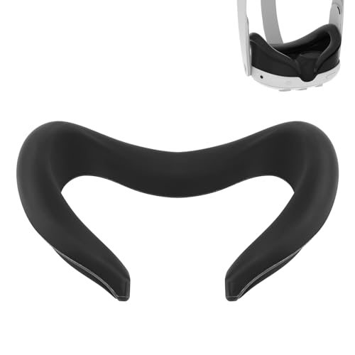Geekria Schweißfeste Silikon-Gesichtspolster-Abdeckung, kompatibel mit Meta Quest 3, waschbare, lichtdichte Anti-Leckage-Kissenpolster-Maske, VR-Headset-Gesichtsschutz (schwarz) von Geekria