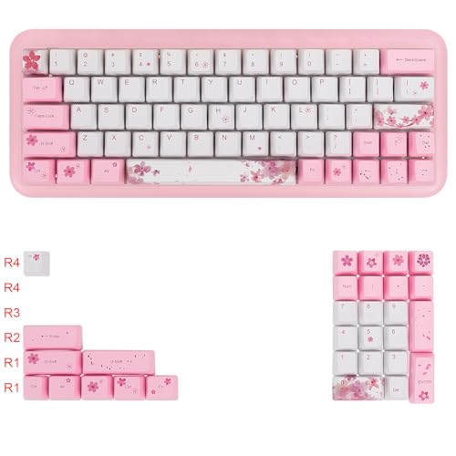 Geeksocial (Nur Tastenkappen 60% PBT Tastenkappen Set OEM für MX Switches Mechanische Tastatur ANSI Layout GH60 RK61/ALT61/Annie/Poker GK61 GK64 (Sakura Englisch) von Geeksocial