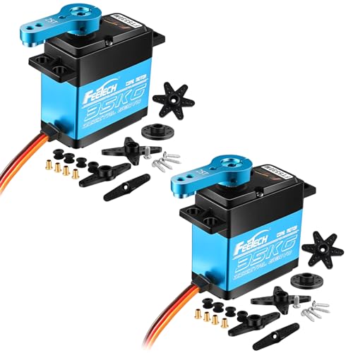 Geekstory Feetech FT5330M Digitaler RC-Kern-Servo-Motor, wasserdicht, Metallgetriebe, 25T, Servoarm, Hupe, 180 Grad, 6 V-7,4 V, für Metallgetriebe 1/8 1/10 Baja Auto (2 Stück) von Geekstory