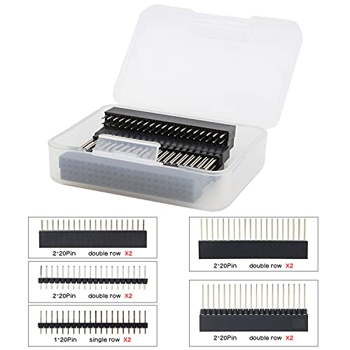 Geekworm 2x20 40 Pin Stacking Female Header Kit for Raspberry Pi 5 / Raspberry Pi 4 / 3B+ / 3B / 2B / B+ / Zero (Zero W) (4 Specifications), Raspberry Pi GPIO Stacking Header/Extender von Geekworm