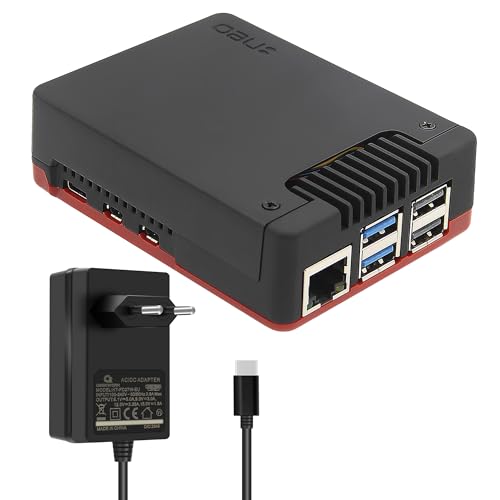 Geekworm Argon NEO 5 BRED Raspberry Pi 5 Gehäuse mit Netzteil PD 27W 5V 5A USB C von Geekworm