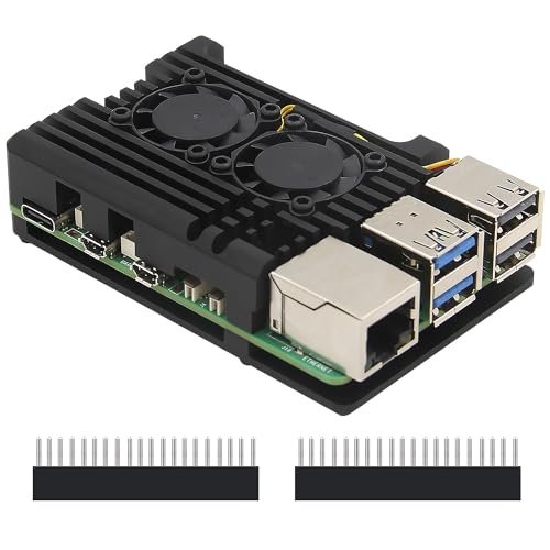 Geekworm Raspberry Pi 5 Aluminium gehäuse mit Dual PWM Lüfter (P511-B) von Geekworm