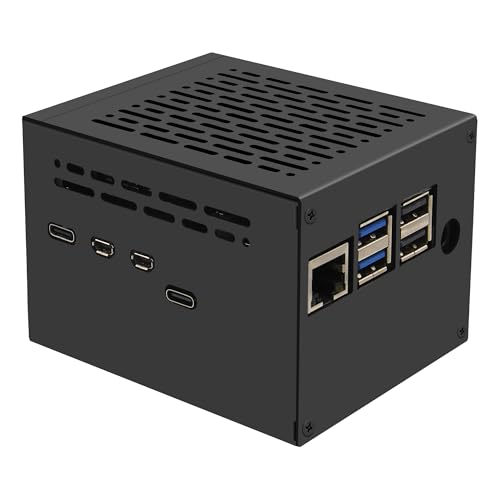 Geekworm X1205-C1 Metal Case for Raspberry Pi 5 and X1205 UPS and Active Cooler and X1001/X1003/X1004/X1015/M901/X1000 PCIe Top von Geekworm