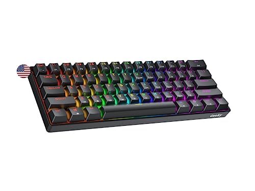 Geeky GK61 60% | Hot Swappable Mechanische Gaming-Tastatur | 61 Tasten Multi Color RGB LED Hintergrundbeleuchtung für PC/Mac Gamer| ANSI US Amerikanisches Layout (Schwarz, Mechanical Black) von Geeky