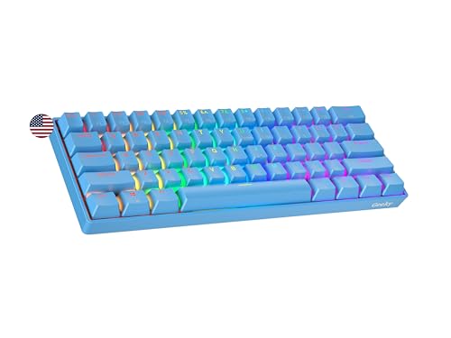 Geeky GK61 SE 60% | Mechanische Gaming-Tastatur | 61 Tasten Multi Color RGB LED Hintergrundbeleuchtung für PC/Mac Gamer| ANSI US Amerikanisches Layout (Blau, Mechanical Black) von Geeky