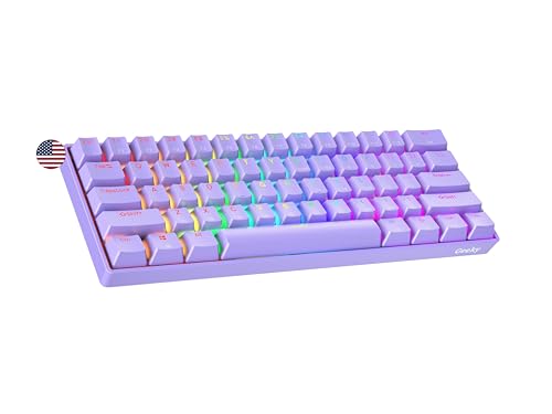 Geeky GK61 SE 60% | Mechanische Gaming-Tastatur | 61 Tasten Multi Color RGB LED Hintergrundbeleuchtung für PC/Mac Gamer| ANSI US Amerikanisches Layout (Lavendel, Mechanical Brown) von Geeky