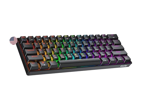 Geeky GK61 SE 60% | Mechanische Gaming-Tastatur | 61 Tasten Multi Color RGB LED Hintergrundbeleuchtung für PC/Mac Gamer| ANSI US Amerikanisches Layout (Schwarz, Mechanical Speed Silver) von Geeky