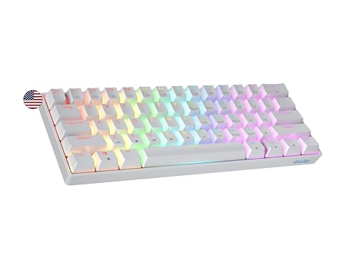 Geeky GK61 SE 60% | Mechanische Gaming-Tastatur | 61 Tasten Multi Color RGB LED Hintergrundbeleuchtung für PC/Mac Gamer| ANSI US Amerikanisches Layout (Weiß, Mechanical Blue) von Geeky