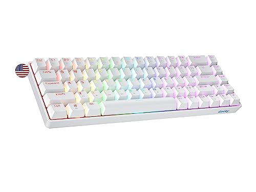 Geeky GK65 65% | Hot Swappable Mechanische Gaming-Tastatur | 68 Tasten Multi Color RGB LED Hintergrundbeleuchtung für PC/Mac Gamer| ANSI US Amerikanisches Layout (Weiß, Mechanical Black) von Geeky