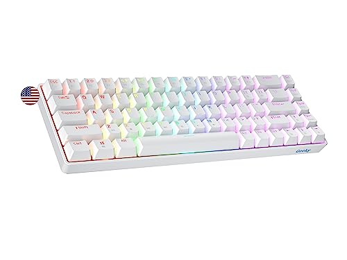 Geeky GK65 65% | Hot Swappable Mechanische Gaming-Tastatur | 68 Tasten Multi Color RGB LED Hintergrundbeleuchtung für PC/Mac Gamer| ANSI US Amerikanisches Layout (Weiß, Mechanical Brown) von Geeky