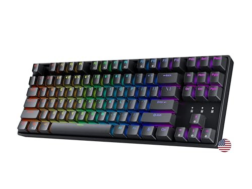 Geeky GK80 TKL | Hot Swappable Mechanische Gaming-Tastatur | 87 Tasten Multi Color RGB LED Hintergrundbeleuchtung für PC/Mac Gamer| ANSI US Amerikanisches Layout (Schwarz, Mechanical Red) von Geeky