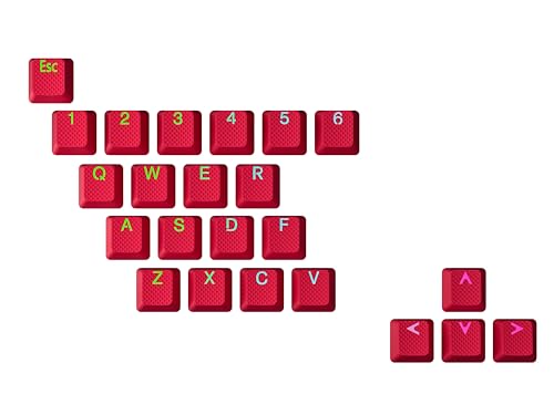 Geeky Gummiertes Tastenkappen-Set | Double Shot Translucent | ABS + TPR | OEM-Profil für mechanische Gaming-Tastatur (rot, 23 Tasten) von Geeky