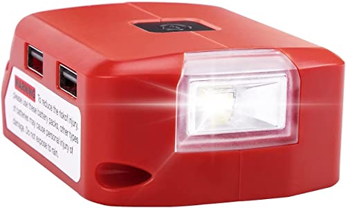 Geelink Batterie-Adapter-Konverter für Milwaukee M18 Akku, Dual-USB-Ladegerät für Milwaukee 18 V Stromquelle mit DC-Anschluss, schnurlose Taschenlampe, M18-Stromquelle Geelink Batterie-Adapter-Konverter für Milwaukee M18 Akku, Dual-USB-Ladegerät für Milwaukee 18 V Stromquelle mit DC-Anschluss, schnurlose Taschenlampe, M18-Stromquelle von Geelink