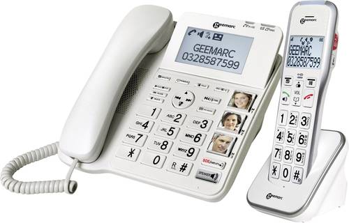 Geemarc AMPLIDECT 595 COMBI Schnurgebundenes Seniorentelefon Anrufbeantworter, Freisprechen, Optisch von Geemarc