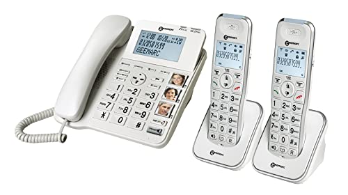 Geemarc Amplidect 295 Combi Duo - Verstärktes Festnetztelefon und zusätzliche Mobilteile mit Anrufbeantworter, starkem Klingelton und großen Tasten für Senioren - Geringer bis mittlerer Hörverlust - Version DE von Geemarc