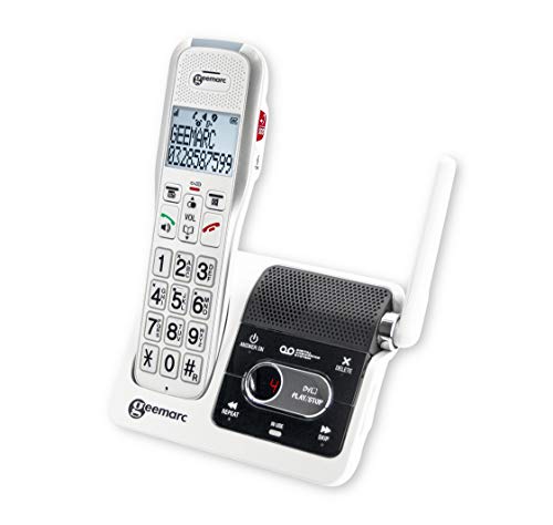 Geemarc Amplidect 595 U.L.E - Seniorentelefon mit verstärkter Empfangslautstärke, Anrufbeantworter, SOS-Funktion und integrierter Gegensprechanlage - Mittlerer bis Schwerer Hörverlust - Version DE von Geemarc