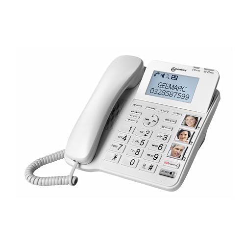 Geemarc CL595 - Festnetztelefon für Senioren mit verstärkter Empfangslautstärke, starkem Klingelton, großen Tasten und Notruffunktion - Mittlerer bis Schwerer Hörverlust - Version DE von Geemarc