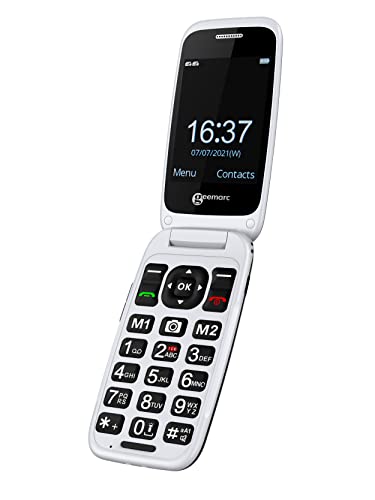 Geemarc CL8700 – 4G Verstärktes Clamshell Handy mit großen Tasten, SOS-Funktion und One-Touch-Memory-Tasten – Bluetooth und Hörgeräte-kompatibel – speziell für Hörgeschädigte – UK-Version von Geemarc