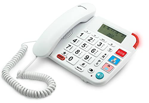 Geemarc Dallas 20 - Schnurgebundenes Telefon mit verstärkter Empfangslautstärke, großen Speichertasten und starkem Klingelton für Senioren - Geringer Hörverlust - Version DE von Geemarc