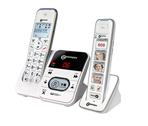 Geemarc Mobility Pack - Duo von verstärkten schnurlosen Telefonen mit Anrufbeantworter und großen anpassbaren Fototasten für Senioren - Geringer bis mittlerer Hörverlust - Version DE von Geemarc