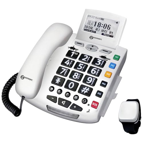 Geemarc Pack Serenities - Telefon und Armband zur Sturzerkennung mit großen Knöpfen und starker Verstärkung für Senioren - Geringer bis mittlerer Hörverlust - Version DE von Geemarc