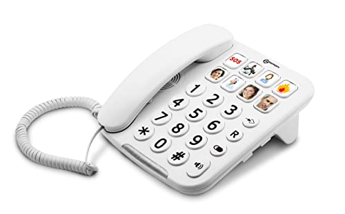 Geemarc Photophone 110 - Großtasten-Festnetztelefon mit verstärkter Empfangslautstärke, anpassbaren Fototasten und Lautsprecher für Senioren - Geringer bis mittlerer Hörverlust - DE Version von Geemarc
