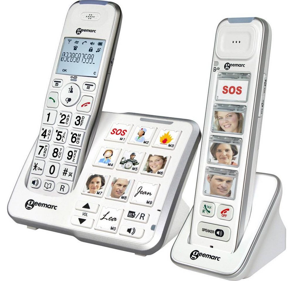 Geemarc Schnurloses Telefon analog Seniorentelefon (Anrufbeantworter, Foto-Tasten, Freisprechen) von Geemarc