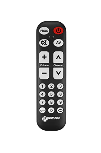 Geemarc TV1 - Einfach zu bedienende Universalfernbedienung mit 19 großen programmierbaren Tasten für Senioren - Originalfernbedienung zum Pairing erforderlich - Funktioniert als Infrarot-Fernbedienung Geemarc TV1 - Einfach zu bedienende Universalfernbedienung mit 19 großen programmierbaren Tasten für Senioren - Originalfernbedienung zum Pairing erforderlich - Funktioniert als Infrarot-Fernbedienung von Geemarc