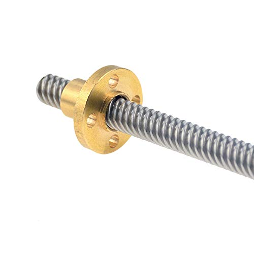 ZHaonan- T8 Bleischraube, Blei 1/2 / 4/8 mm, od 8mm, Steigung 2 mm, Edelstahl Trapezstange, Gewinde Messingmutter, für CNC-Teil (Color : Lead 8mm, Guide Length : 300mm) von Geeyu