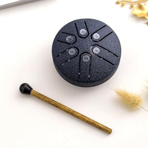 Buddha Stones Steel Pan Mini Stahlzungentrommel Handpan-Trommel Stahlzungentrommel 3 Zoll 6 Töne Mini Handpan Drum Set Percussion Instrument für Meditation (Schwarz) von Gehanico
