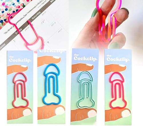 Cockclip-förmiger Buchclip, Cockclip Weenie Hahn-förmiges Lesezeichen, einzigartiger Penis-förmiger Buchclip Weenie-förmiger Clip Gag Geschenk (4 stk) von Gehanico