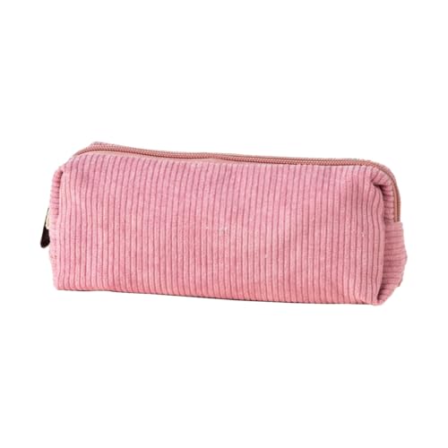 Federmäppchen Mäppchen Cord Stoff Kosmetiktasche tragbare Aufbewahrungstasche Federtasche Stiftetasche Stiftemappe Pencil Case Schulmäppchen für Schule Mädchen Teenager Frauen (Soja Pink) von Gehanico