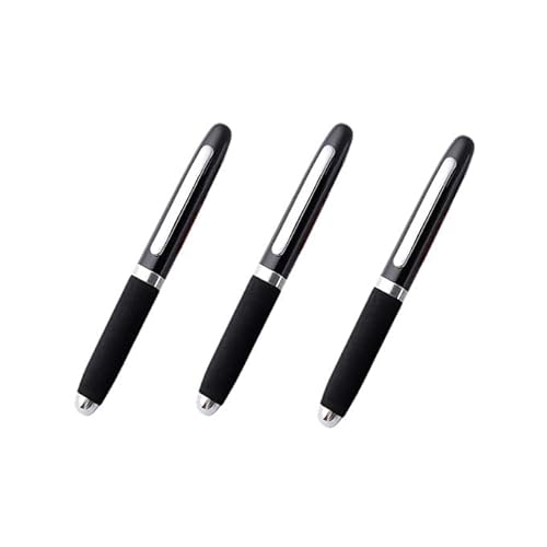 Gehanico Kugelschreiber Kurz Parabolhe Mini-Kugelschreiber Schwarz Hochwertig Ergonomische Kugelschreiber mit Touchpen Kuli Metall Kugelschreiber Set für Büro und Haushalt (3*Schwarz) von Gehanico