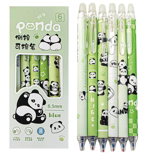 Löschbare Gelschreiber Einziehbare Stifte Panda 0,5 mm Blaue Tinte Schreibstift Büro Schule Damen Mädchen Jungen (Grün) von Gehanico