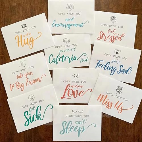 Open When Envelopes College Set of 16 Envelope English Greeting Card University College Gifts Leaving Home Gift Open Letters Leaving DIY Inspirational Quotes Cards for College (32PCS-2Set) von Gehanico