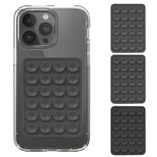 Silikon Saugnapf Handyhalter 3STK Vielseitig Einsetzbar Selbstklebende Saugnapf Handyhülle Handy Saugnapfhalterung Saugnapfmatte für Mobile Handys für Alle Handy-Modelle (Schwarz) von Gehanico