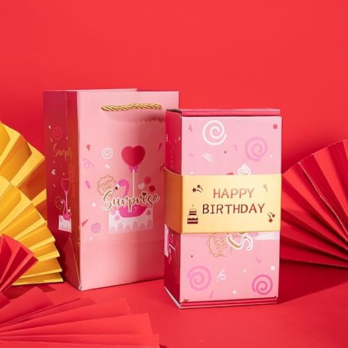 Überraschungsbox Explosionsbox Surprise Boxss Faltbare Bounce Überraschungs Geschenkbox mit 20 Karten Spezielle Geschenke für Freund (Rosa,mit 20 Kisten) von Gehanico